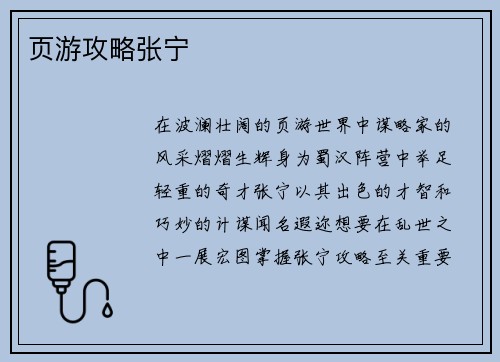 页游攻略张宁